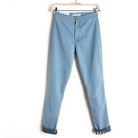 womens high rise strenchy skinny pants street chic simple skinny solid