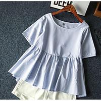 womens casual cute t shirt striped round neck short sleeve cotton