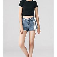 womens high waist micro elastic shorts pants simple slim solid