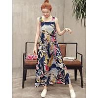 womens beach swing dress print deep u maxi sleeveless others summer mi ...