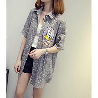 womens casualdaily simple spring shirt geometric shirt collar short sl ...