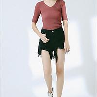 womens mid rise micro elastic shorts pants sexy slim solid