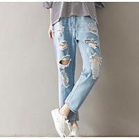 womens mid rise micro elastic jeans pants street chic loose straight s ...