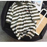 womens daily simple summer t shirt striped shirt collar short sleeve o ...