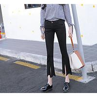 womens high waist micro elastic wide leg pants simple wide leg solid