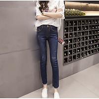 womens mid rise micro elastic jeans pants chinoiserie relaxed slim sol ...