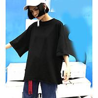 womens casualdaily simple t shirt solid round neck length sleeve cotto ...