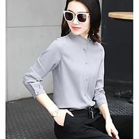 womens daily simple spring summer shirt solid shirt collar long sleeve ...