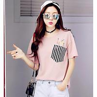 womens going out casualdaily cute t shirt print round neck short sleev ...