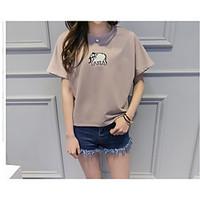 womens going out casualdaily sexy street chic t shirt print round neck ...