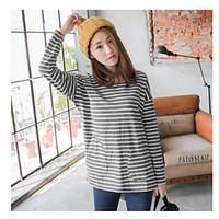 womens casualdaily simple active t shirt striped round neck long sleev ...