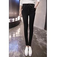 womens mid rise micro elastic chinos pants simple harem solid