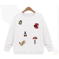 womens casualdaily simple t shirt print round neck long sleeve cotton