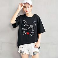 womens casualdaily beach simple cute t shirt print round neck short sl ...