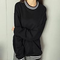 womens casualdaily going out active simple cute sweatshirt solid strip ...