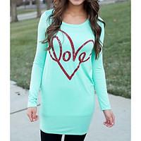womens casualdaily simple spring t shirt letter round neck long sleeve ...