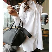 womens casualdaily simple shirt solid shirt collar long sleeve rayon