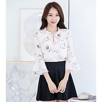 womens casualdaily simple blouse print v neck long sleeve others