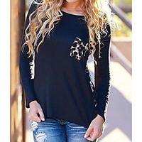 womens casualdaily sexy fall t shirt animal print round neck long slee ...