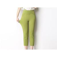 womens high rise micro elastic chinos pants simple straight solid