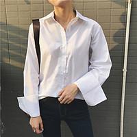 womens casualdaily simple shirt solid shirt collar long sleeve cotton