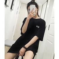 womens casualdaily simple spring summer t shirt letter round neck shor ...