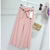 womens high rise micro elastic chinos pants boho loose wide leg solid