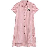 Women\'s Daily Casual Simple Summer Shirt, Striped Shirt Collar Short Sleeve Brocade Thin