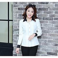 womens business daily simple shirt solid shirt collar long sleeve poly ...