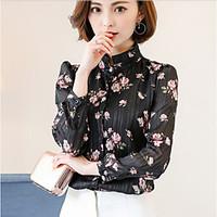 womens daily casual simple spring blouse solid flowerfloral crew neck  ...