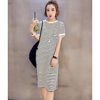 womens casualdaily simple spring summer t shirt striped round neck sho ...