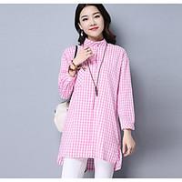 womens going out simple shirt striped stand long sleeve cotton