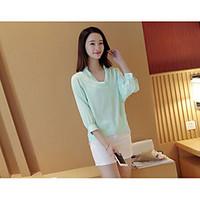 womens casualdaily simple shirt solid v neck sleeve cotton