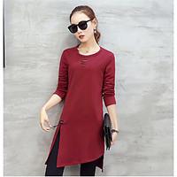 womens casualdaily simple blouse solid round neck long sleeve cotton