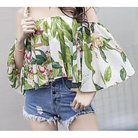 womens going out simple blouse floral boat neck sleeve polyester