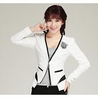 womens casualdaily simple spring blazer solid round neck long sleeve r ...