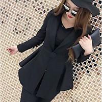 womens casualdaily simple spring blazer solid round neck long sleeve l ...