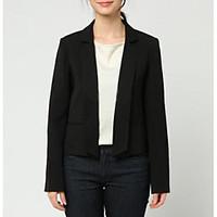 womens casualdaily simple spring blazer solid round neck long sleeve r ...