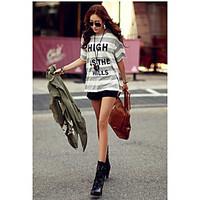 womens going out street chic t shirt striped round neck length sleeve  ...