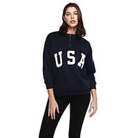 Women\'s Plus Size Casual/Daily Active Sweatshirt Letter Turtleneck Micro-elastic Cotton Polyester Long Sleeve Fall Winter
