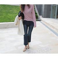 womens casualdaily simple fall blouse solid round neck long sleeve cot ...