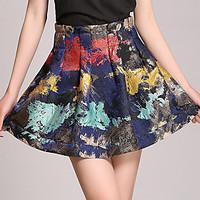 Women\'s Casual/Daily Above Knee Skirts, Sexy Cute A Line Floral Pleated Print Summer