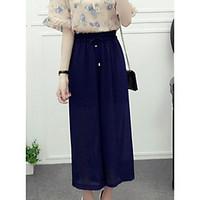 womens high rise micro elastic wide leg pants simple wide leg solid