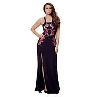 womens party sexy bodycon dress floral deep u maxi sleeveless polyeste ...