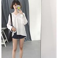 womens casualdaily simple summer shirt striped v neck long sleeve poly ...