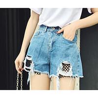 womens mid rise micro elastic jeans shorts pants simple wide leg solid