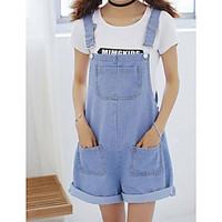 womens high rise micro elastic overalls pants simple loose solid