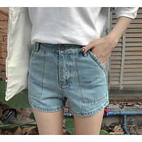 womens high rise micro elastic jeans shorts pants simple wide leg soli ...