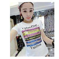 womens casualdaily simple t shirt print letter round neck short sleeve ...