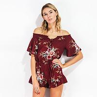 womens high rise going out holiday rompers simple loose floral summer